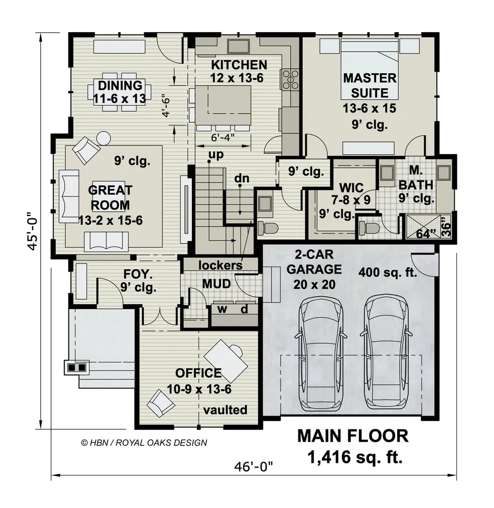 Main floor plan of Craftsman Cape/Modern Farmhouse